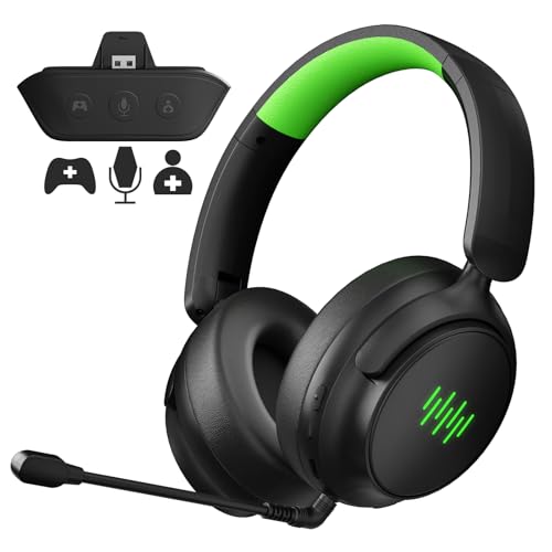 Dinosoo Wireless Gaming Headset for Xbox One Series X/S with Game/Chat Audio Balance, Mic Mute, 3D Surround Sound, Foldable Bluetooth Headset Works with PS5, Mac, PC, NS‌ - Long Battery Life