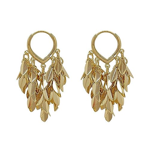 Boucles d'oreilles feuille d'or tendance pour femme élégante