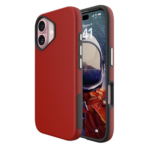 Image of NOXO Ultra-Hybrid Triangle Back Case Cover for iPhone 17, | Shockproof Design | Camera Protection | Soft TPU & Rugged PC | Bumper Case Cover for iPhone 17, (Scarlet Red)