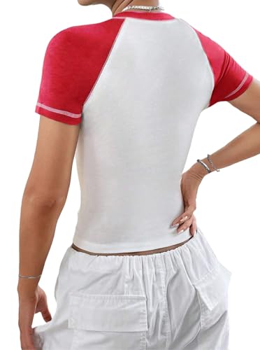 Avanova Women Raglan Colorblock Baby Tee Shirt Short Sleeve Summer Casual Tops2