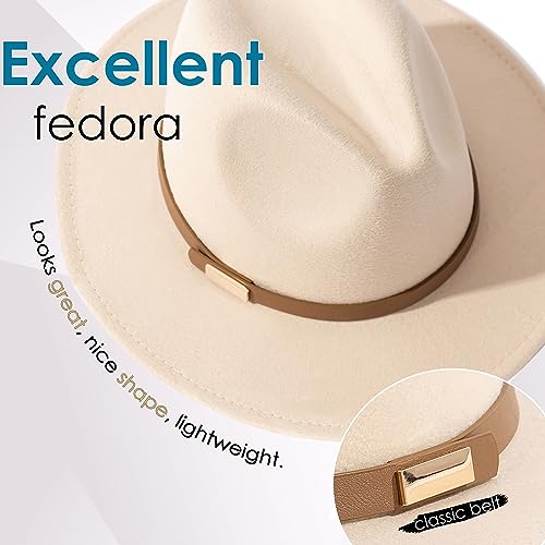 Image of Fedora Hats for Men Wide Brim Panama Hat with Classic Belt