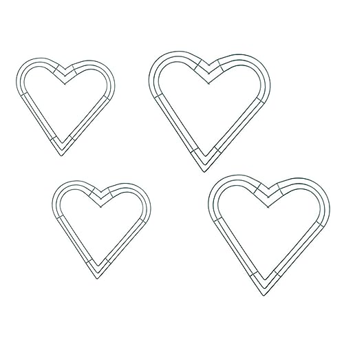 Garneck 4pcs Heart Shape Wreath Hoops for Crafting Iron Wreath Frames for Holiday Decor for Christmas Seasonal Decorations