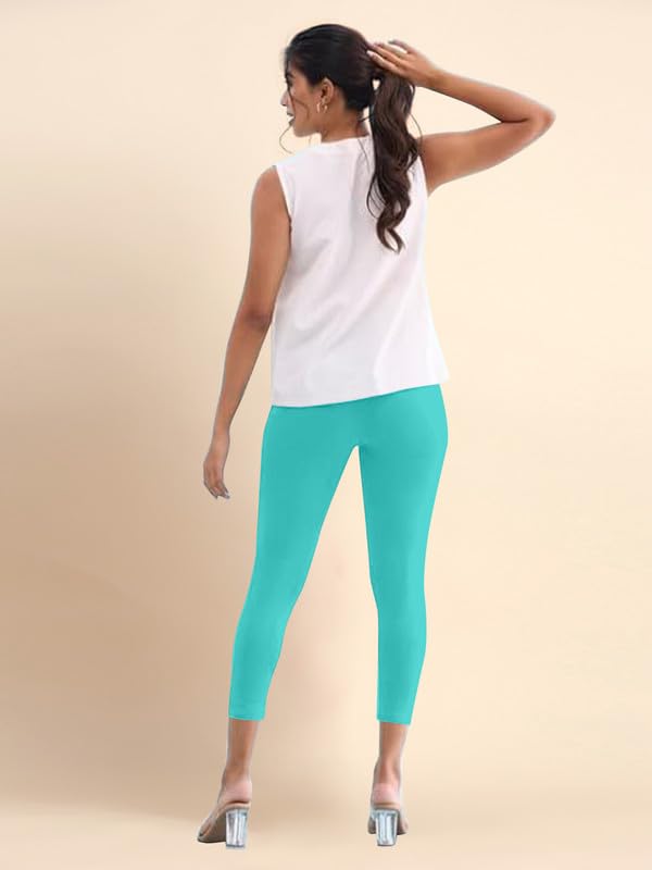 Image of TRENDMALLS Women's Microfiber Elastane Stretch Soft Cropped Leggings with Ultrasoft Waistband for Women