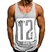 Tank Tops für Männer, normale Passform, Gym Tank Erwachsene, Farbverlauf, Nähte, Sport, ärmellose Weste, Sommer, Strand, T-Shirt, Tank-Tops Herren, grau, XXL