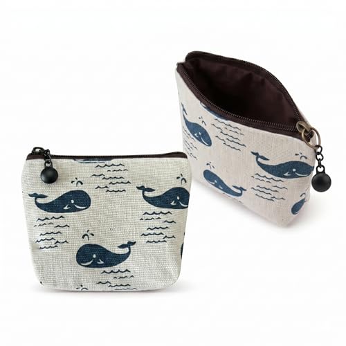 Image of Kraptick Multipurpose Coin Pouch for Men & Women, Compact Coin Organiser, Cash & Coin Holder Pouch, Stylish Mini Money Pouch for Everyday Use (Blue Whale)