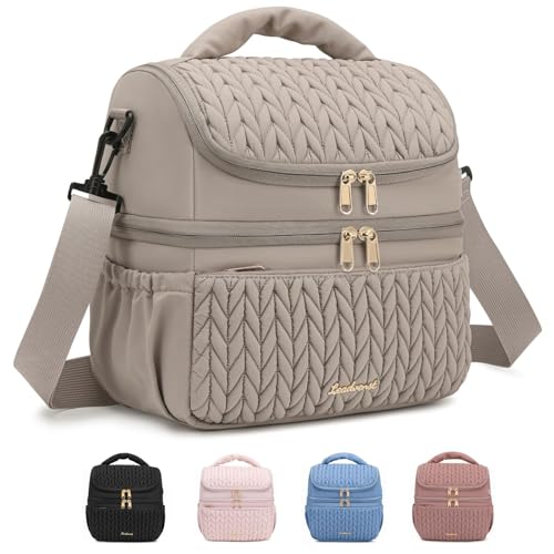 Image of Leadvenst Breastmilk Cooler Bag - Large Capacity 12L & 10-Hour Insulated Bottle Cooler Bag with Detachable Divider for Tall Baby Bottles | Dual Deck Lunch Box for Women | Breast Pump Bags for Work