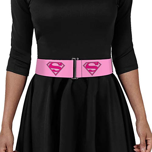 Buckle-Down DC Comics Belt, Cinch Belt Superman Shield Pink, 3.0 Inch Wide, Adjustable3