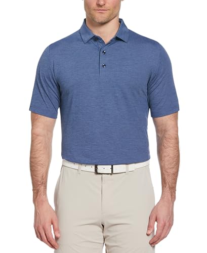 Callaway Men's Ventilated Classic Jacquard Short Sleeve Golf Polo, Stretch Seams, Moisture-Wicking (Available in Big & Tall), Peacoat, Large