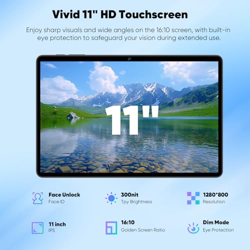 Image of WXUNJA 11 Inch Android 16 Tablet with Keyboard, 32GB RAM+128GB Storage, 1TB Expand, 8000mAh Battery, 5MP+8MP Camera, Dual Band WiFi 6, IPS Touch Screen, Mouse /Stylus /Case /Charger Inside, Light Black