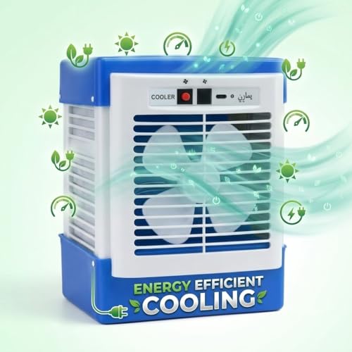 Image of Drumston (15 Years Assured Warranty) Rechargeable Portable Mini Air Cooler with 1.5L Water Tank, USB Personal Desk Cooling Fan with Battery Backup, 3 Speed Quiet Evaporative Air Cooler for Room