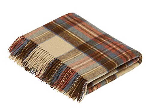 Moon Wool Plaid Throw Blanket, Merino Labmswool...