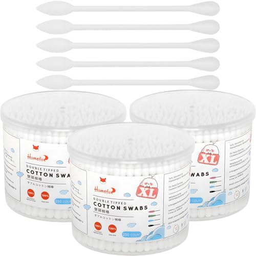 Image of XL Thick Cotton Swabs Pointed Precision - 750 Count Extra Large - Pointy Organic Cotton Buds Double Side Tightly Wrapped Cotton Tips Paper Stick Cruelty-Free, XL Pointy & Round White