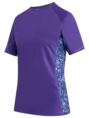 Kanu Surf Womens, Breeze UPF 50+ Short Sleeved Active Rashguard & Workout Top, Bloom Purple, Medium