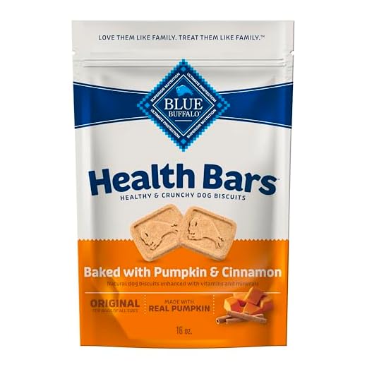 Blue Buffalo Health Bars Crunchy Dog Biscuits, Oven-Baked With Natural Ingredients, Pumpkin & Cinnamon, 16-oz Bag