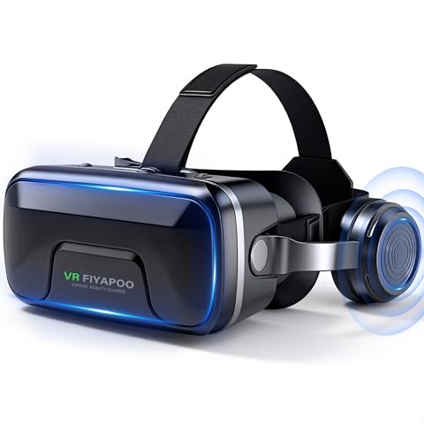 FIYAPOO Gafas VR 3D con Auriculares - Gafas Realidad Virtual de Niños para Películas y Juegos, Compatible con Teléfonos Android y iPhone de 4,7 a 7,2 Pulgadas, Niños.