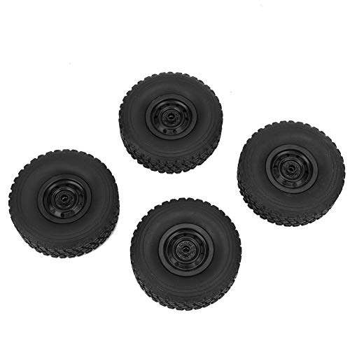 Dilwe RC Autoreifen, 4PCS Rubber Wheel Reifen Antiwear Passt für WPL C-34 1/16 4WD Military TruckModellauto-Zubehör