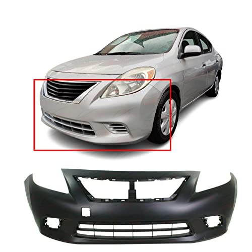 FitParts Compatible with Front Bumper Cover Fascia 2012-2014 Nissan Versa 1.6 S SL SV Sedan 12-14. New Primed Without Sensor Holes, With Fog Light Holes. NI1000284 FBM223BA0H