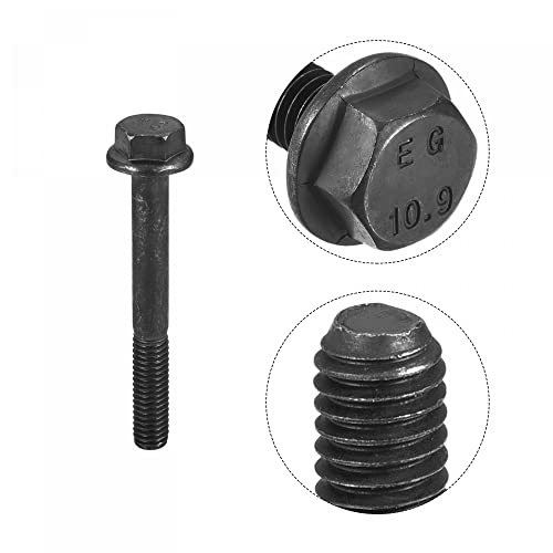 Image of uxcell Metric M6x50mm Hex Flange Bolts, 5pcs 10.9 Grade Carbon Steel Hexagon Head Screws