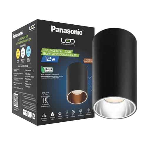 Image of Panasonic 12W Cylindrical Surface Spot Light, Silver Reflector, Ceiling Light for Home with Silver Reflector (Cool White - PDSM01127)