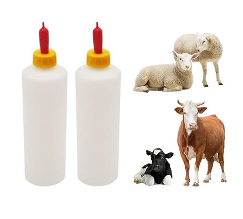 2 Sets 400ml Lamb Feeding Bottle 10PCS Goat Nipple Pacifiers, Newborn Livestock Care Bottles，Pet Travel Lamb Feeders, Drink Milk Bottles Poultry Reusable Pacifiers