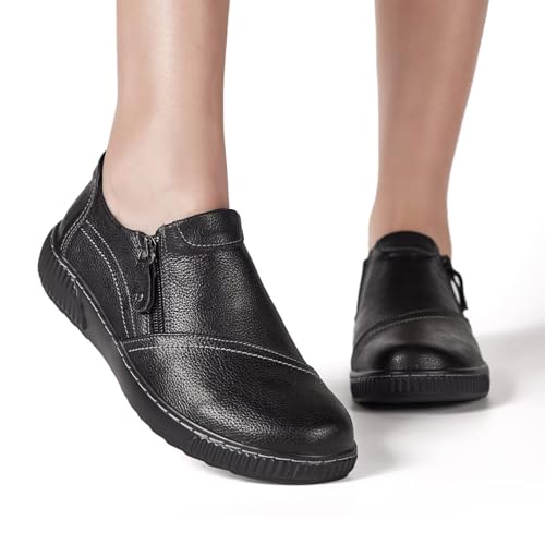 Image of Women Casual Slip on Leather Loafers Dress Walking Shoes