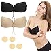 Hianjoo 2 PCs Soutiens-Gorge Adhesif Push Up Soutiens-Gorge Invisible Dos Nu Bras avec 2 Paires Couverture de Mamelon (B)