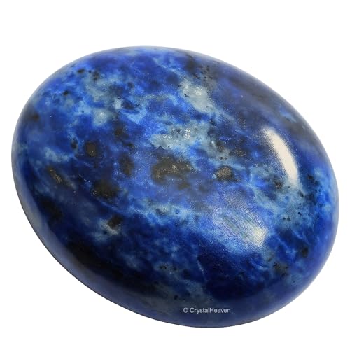 Image of Certified Sodalite Crystal Palm Pebbles Stones for Anxiety Stress Relief Massage - AAA Grade Original Healing Gemstone Agate Palm Stone for Yoga Meditation Spiritual Reiki Feng Shui
