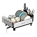 Dish Drying Rack,Large Capcity 304 Stainless Steel Dish Rack for Kitchen Counter,Dish Drainer with Drainboard Set and Utensil Holder & Detachable Cup Shelf,Rustproof Multifunctional Organizer Black