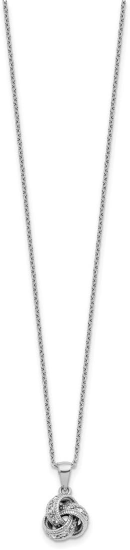 9.5mm 925 Sterling Silver Rhodium Plated Cubic Zirconia Love Knot With 2in Extension Necklace 16 Inch Pendant Necklace for Women - Image 3