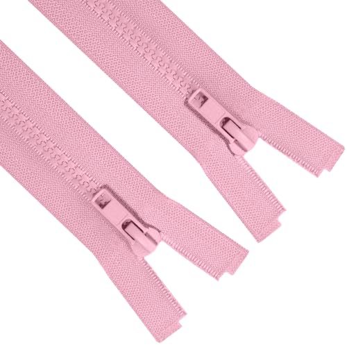 Image of Sawoake 2PCS #5 22 Inch Skparating Jacket Zippers for Sewing Coats Jacket Zipper Pink Molded Plastic Zippers Bulk Tailor DIY Sewing Tools for Garment /Bags /Home Textile
