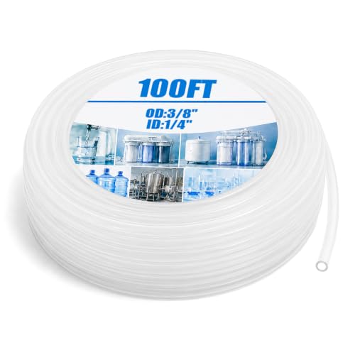Image of Nuanchu 100ft Polyethylene Tubing, 3 /8 inch Od, 1 /4 inch Id, 0.062 inch Wall, Transpare | Flexible Tube Hybrid Hose, Food Grade in Beverage Systems, Clear Allows Flow Check, Homebrew Lines, Durable Wall Thickness
