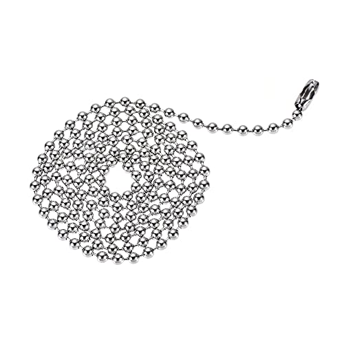 Image of uxcell Pull Chain Extension 3.28 Ft Stainless Steel 4.5mm Beaded for Light Fan