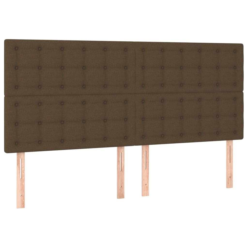 Tkanina z regulowanym zagłówkiem Kontynentalne Brąz 200x200 cm | Łóżko kontynentalne z materacem 200x200 cm brązowe tkanina z regulowanym zagłówkiem i ławką