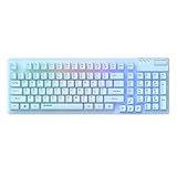 FIRSTBLOOD ONLY GAME. AF981 Wired 99Keys Computer Keyboard, Quite Brown Mechanical Feeling Membrane Gaming Keyboard, Colorful Backlit, Volume Scroll Wheel for PC Laptop, Blue