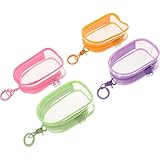 [SAFIGLE] 4個 透明製キーホルダー収納バッグ点 防水防塵ジッパーポーチ フィギュア ミニトイ用コンパクトディスプレイケース コレクター向け