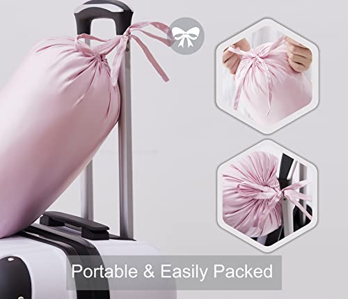 Silk Throw Blanket - Pink Cooling Packable Satin Blanket For Couch, Bed, Camping, Outdoor, Travel, Car - Super Soft Lightweight Cozy Blanket(50'' X 60'', Pink) #TOP5