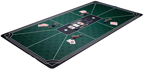 Engelhart - 320996 – Pokermatte grün – rutschfeste Spielfläche 180 cm x 90 cm – Dicke: 3 mm – Bedruckte Tischdecke aus Polyester und Gummi – Zubehör für Casinospiel