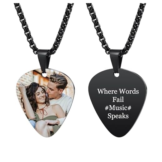 INBLUE Personalizado Guitar Pick Collar para Hombres Grabado con Texto/Foto Personalizar Acero Inoxidable Colgante Guitarra Roca Punk Genial Joyería Regalo para Amante de la Música A2 - Foto