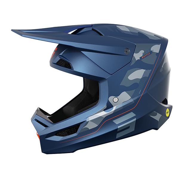 SHOT RACE GEAR Casque Motocross Race Battle Blue Matt – Casque Cross Ultra Léger 1300 g – Intérieur Démontable Lavable – Fermeture Double D –...