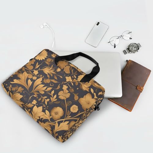 Maletín para portátil 15.6 pulg diseño negro dorado floral miniatura 7