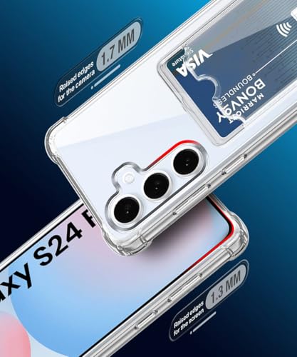 Image of WOW IMAGINE Transparent Back Cover Case for Samsung Galaxy S24 FE 5G | Flexible Built-in Slim Card Pockets Wallet | 360 Camera Protection TPU | Soft Silicone Mobile Cover - Transparent
