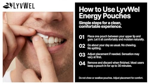 Image of LyvWel 225mg Caffeine Pouches, Guarana-Powered Energy Pouches, Nootropic Pouches, Nicotine Free Pouches and Tobacco-Free with Bold Flavors, Multi-Pack-5 Pack