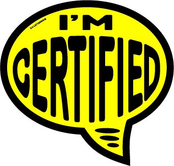 Image of Ez-line I am Certified Vinyl Windshield Stickers 12 Pack - 7.5 inchx9.5 inch Waterproof Bubble Decals for Car Dealership Lot Advertising (Certified)