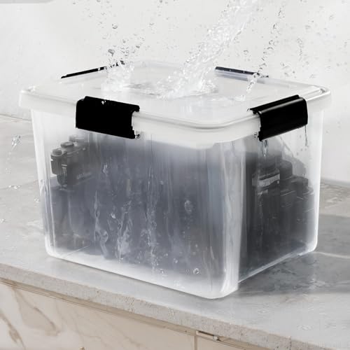Iris Ohyama Luftdichte Kunststoff-Aufbewahrungsboxen mit Deckel, 20L, 3er-Set, Transparent, Hermetischer wasserdichter Verschluss, Robuste Schnappverschlüsse, Stapelbar, Staubschutz, BPA-frei, AT-SD