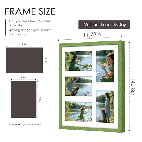 Image of DUENPY 11x14 Collage Picture Frame 4x6 Collage Picture Frame Displays Five 4x6 inch Photos or 11x14 (Without Mat) Wall Decor Wall Hanging or Tabletop Green