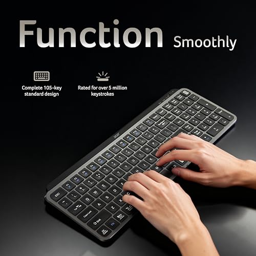 Image of Acer KeyPro X105 Wireless Keyboard I Dual Mode 2.4GHz USB + BT 5.0 I 105 Keys Full Size Keyboard I Rechargeable 400mAh Battery I USB-C Charging I 64H Use I Windows Mac Android Compatible I Space Grey