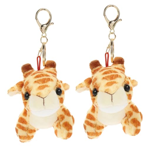 BRIGHTFUFU 2pcs Giraffe Keychain Plush Animal Keychain for Backpacks Giraffe Keyring Decorative Pendant