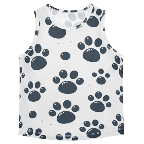 susiyo Dog Paw Print Boys Sleeveless Tank Top Girls Athletic T Shirt