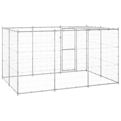 vidaXL Outdoor Hundezwinger mit Überdachung Verzinkter Stahl 7,26m² Hundekäfig
