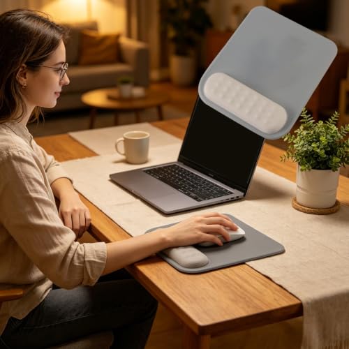 Image of Mouse Pad with Gel Wrist Rest Support, Ergonomic Mouse Cushion with Non Slip Rubber Base Mouse Pad for Laptop, Computer, Gaming, Office (Elephant Grey, Rectangular)